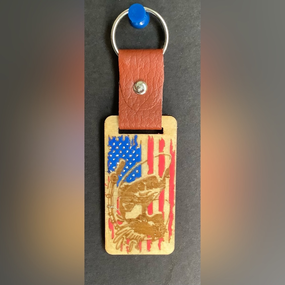 Country Red, White and Blue fishing keychain